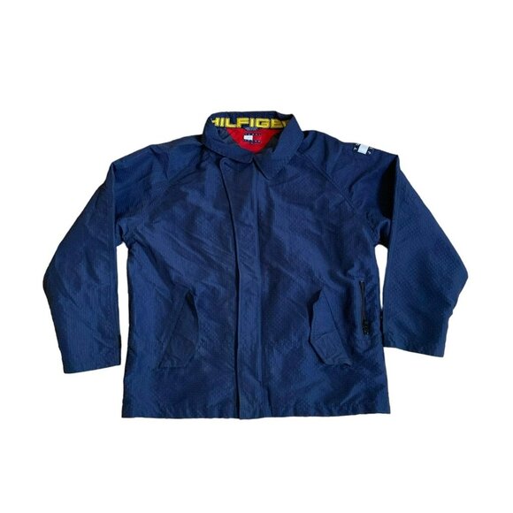 Tommy Hilfiger Mens Navy Blue Full-Zip Lightweight Jacket With Logo Details Size - Picture 1 of 10